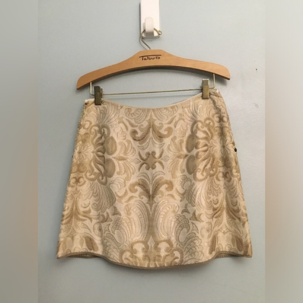 Elie Tahari Cream & Gold Brocade A-Line Skirt - Picture 12 of 14